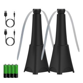 2 Pack Portable Reflective Fly Repellent Fan Rechargeable Battery Powered Table Food Fly Fan with Pattern Soft-Stop Blade Hanging Hook Indoor Out