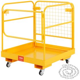 VEVOR Forklift Safety Cage, 1200 Lbs Load Capacity, 36 X 36 Inches Folding Forklift Work Platform With Lockable Swivel Wheels, Drain Hole & Devic (Option: Default)