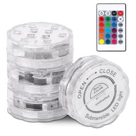 4Pcs RGB Swimming Pool Lights With Remote Control  IP68 Waterproof Battery Operated Submersible 16 Modes For Pond Bathtub Hot Tub Party (Option: 4Pcs)