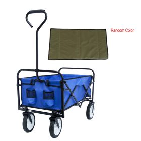 Folding Wagon Garden Shopping Beach Cart Blue (Color: Blue)