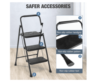 Household Portable 3-layer Step Ladder, With Safety Buckle Stable And Safe (Option: 3floors)