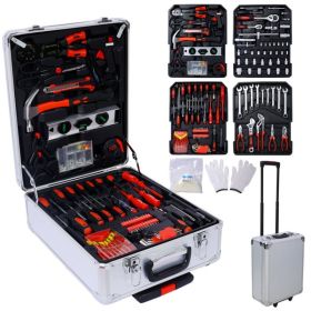 899 Piece Men's Home Repair Tool Set With 4 Drawers Tool Box Organizer (Color: Silver)