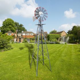 Grey And Red With Wind Vane, 4-pod Standing Windmill (Option: Gray Red)